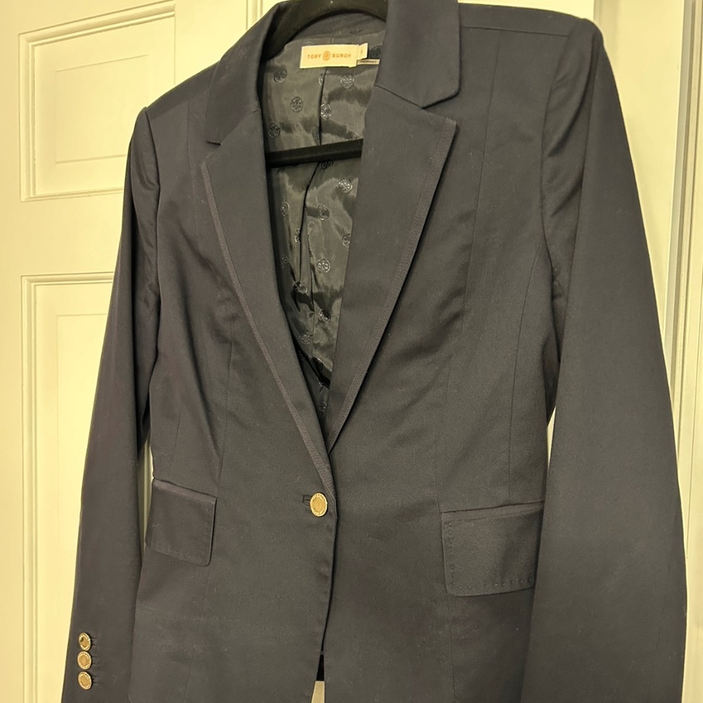 Tory Burch Navy Blue Blazer Size 6 - 1 Gold Button Blazer